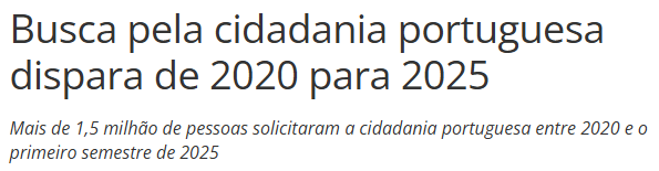Busca pela cidadania portuguesa 2020 a 2025