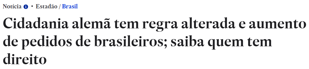 noticia sobre cidadania alemã - estadão